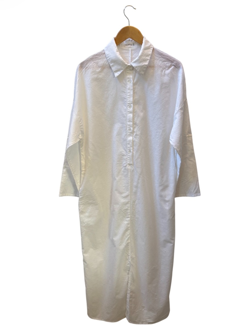 Minimalist Gloeria White Cotton Poplin Tunic Shirt Dress
